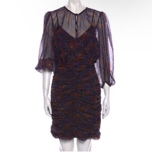 Veronica Beard Kerri Vintage Print Elegant Silk Dress 10